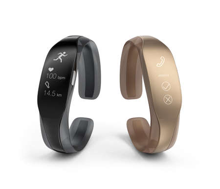 Stylish smart bands isolated on white background. の写真素材