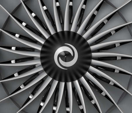 Close-up of jet fan engine turbo blades.の写真素材