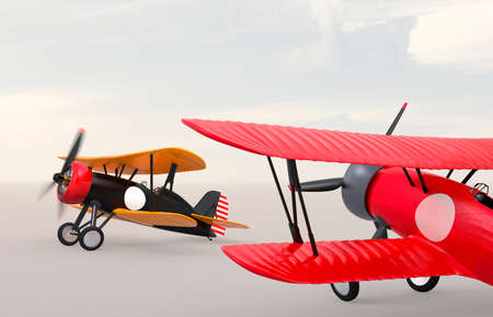 Two biplanes on the ground. Clipping path available.の写真素材