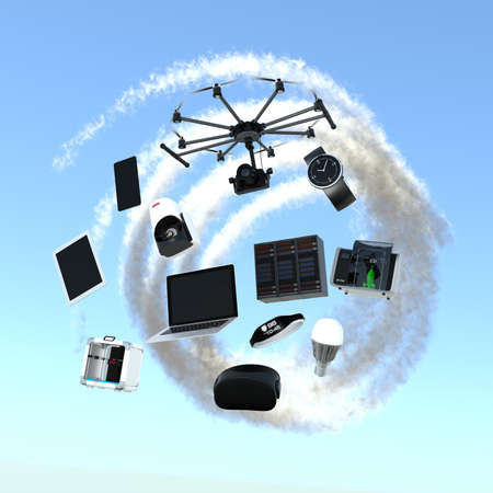 Concept of Internet of Things. 3D rendering image.