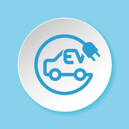 Electric car and plug symbol for EV charging spot conceptのイラスト素材