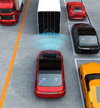 Automatic braking system concept. 3D rendering image.の写真素材