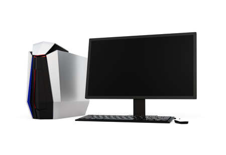 Gaming computer isolated on white background. 3D rendering image