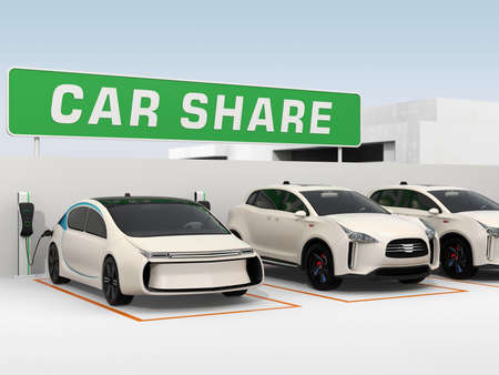 Car sharing concept. 3D rendering image.