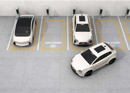 Car sharing concept. 3D rendering image.
