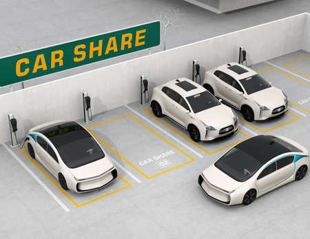 Car sharing concept. 3D rendering image.