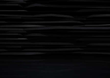 Abstract black background with layer structure. 3D rendering image.の写真素材