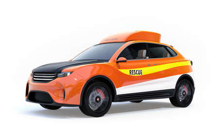 Electric rescue SUV isolated on white background. 3D rendering image.の写真素材