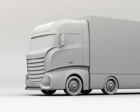 Clay rendering of generic design Heavy Electric Truck. 3D rendering image.の写真素材