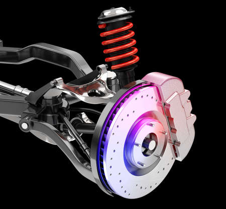 Car suspension and disk brake system. 3D rendering image.の写真素材
