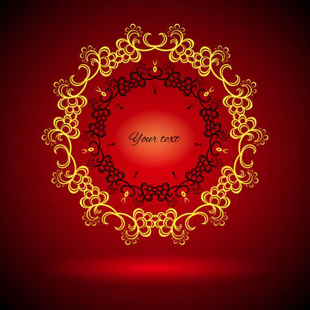 Red abstract banner made of flower rings. Vector illustrationのイラスト素材