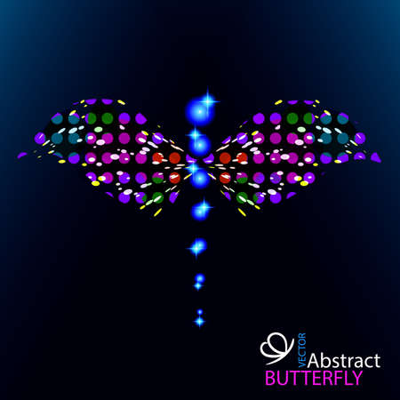 Abstract butterfly made of colored shapes. Vector illustrationのイラスト素材