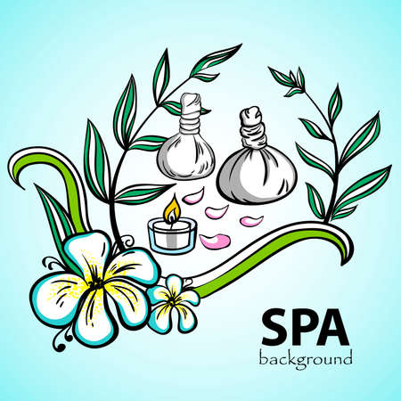 Spa and wellness. Hand-drawn background. Vector illustration. 10EPSのイラスト素材