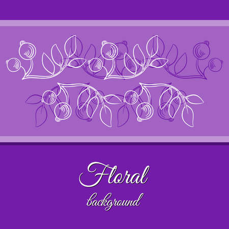 Hand drawn purple ornamental background made from branches with berries. Vector illustration. 10 EPSのイラスト素材