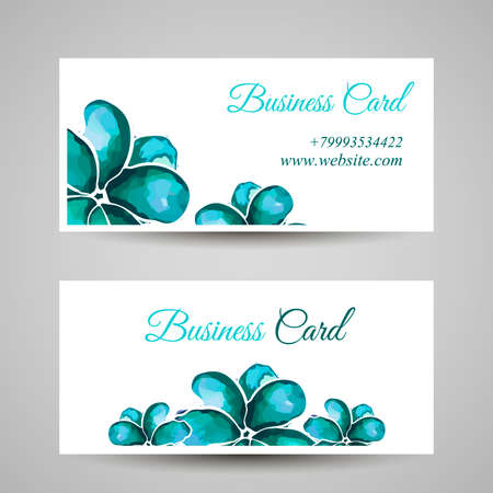 Business card made from watercolor floral elements. Vector illustrationのイラスト素材