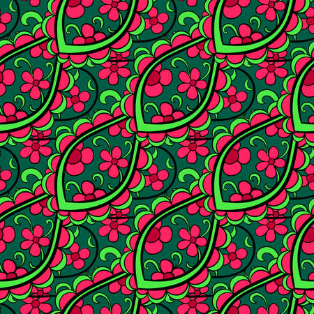 Bright pattern made from hand drawn floral elements. Vector illustrationのイラスト素材