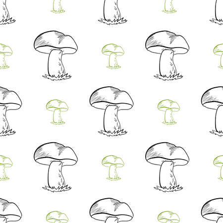 Pattern made from hand drawn mushrooms. Vector illustrationのイラスト素材