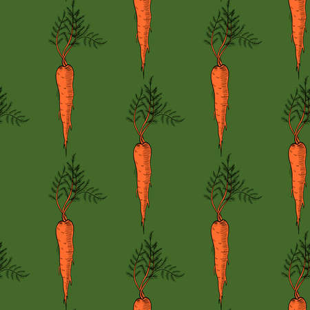 Pattern made from hand drawn carrots. Vector illustrationのイラスト素材