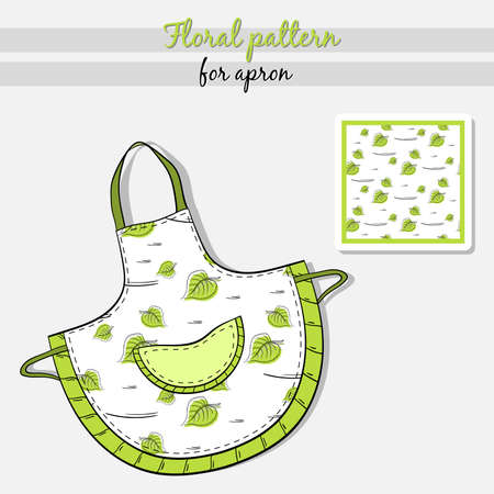 Hand drawn apron with floral pattern. Vector illustrationのイラスト素材