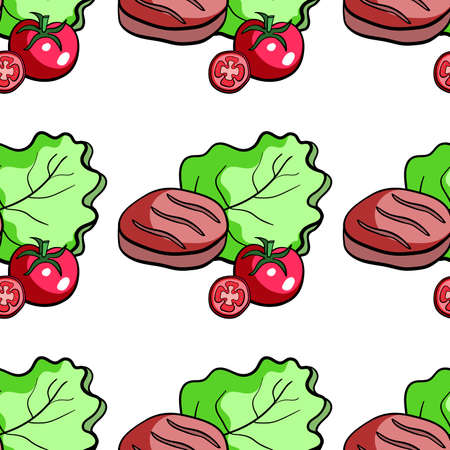 Pattern made from hand drawn ingredients. Vector illustrationのイラスト素材