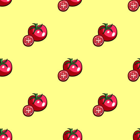 Pattern made from red hand drawn tomato. Vector illustrationのイラスト素材