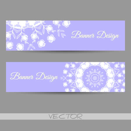 Set of banners with ornaments made from floral elements. Vector illustrationのイラスト素材