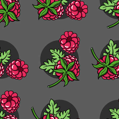 Pattern made from hand drawn raspberries. Vector illustrationのイラスト素材