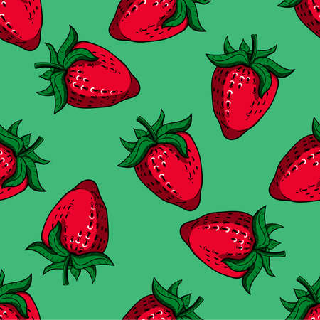 Pattern made from hand drawn strawberries. Vector illustrationのイラスト素材