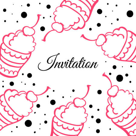 Background made from hand drawn ice cream and chocolate crumbs. Vector illustrationのイラスト素材