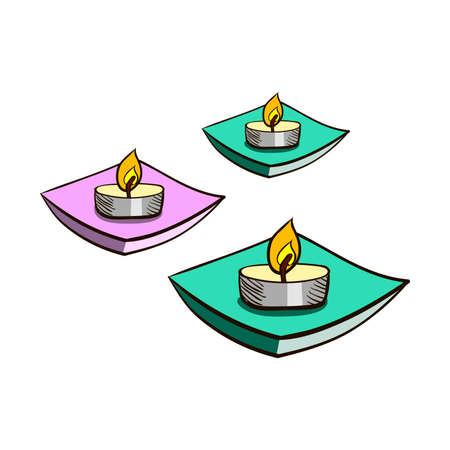 Hand drawn candles on the white background. Vector illustrationのイラスト素材