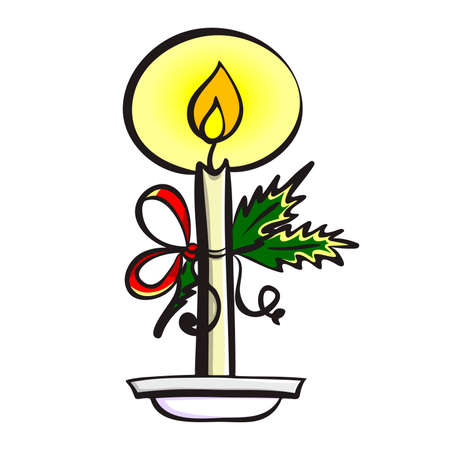 Hand drawn xmas candle on the white background. Vector illustrationのイラスト素材