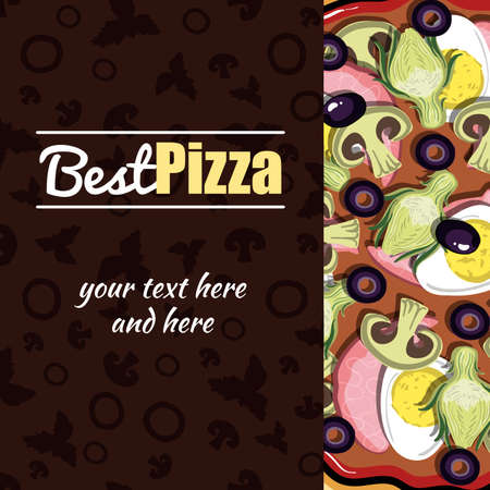 Template of menu with hand drawn pizza for pizzeria or cafe. Vector illustrationのイラスト素材