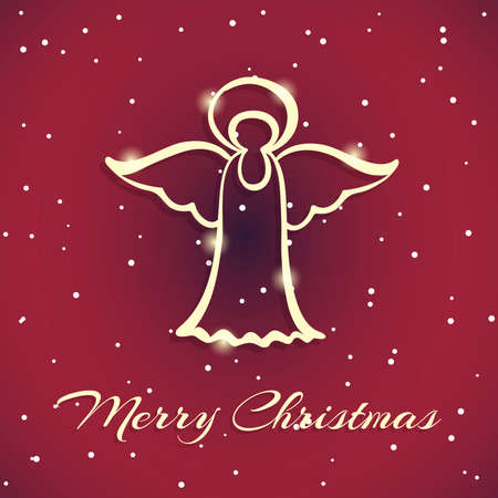 Xmas postcard with hand drawn angel and congratulation. Vector illustration.のイラスト素材
