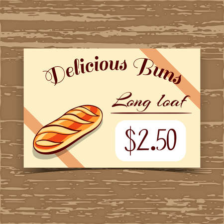 Price tag for bakery or cafe with hand drawn loaf. Vector illustration.のイラスト素材