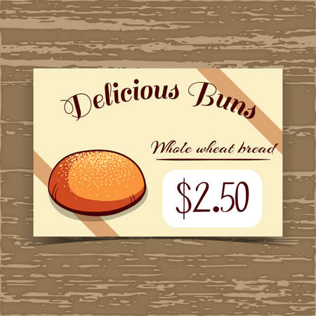 Price tag for bakery or cafe with hand drawn bread. Vector illustration.のイラスト素材