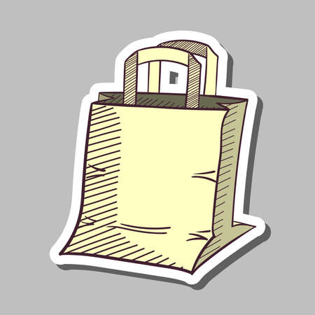 Sticker with hand drawn package on gray background. Vector illustration.のイラスト素材