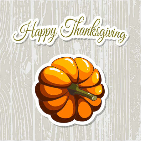Happy Thanksgiving. Greeting card with  orange pumpkin. illustration.のイラスト素材