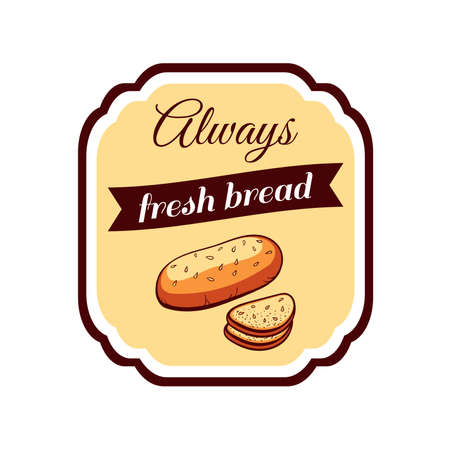 Sticker with drawn bread isolated on white background. Can be used for design of bakery or breadshop. illustrationのイラスト素材