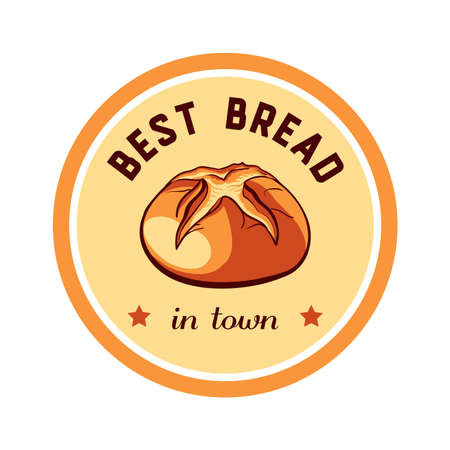 Sticker with  drawn bread isolated on white background. Can be used for design of bakery or breadshop. illustrationのイラスト素材