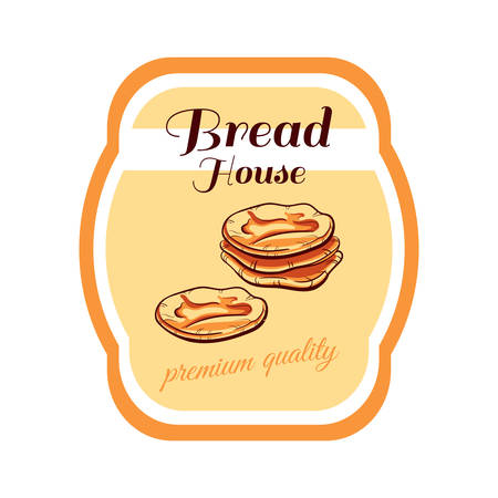 Sticker with drawn bread isolated on white background. Can be used for design of bakery or breadshop. illustrationのイラスト素材