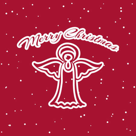 New Year badge. White badge isolated on red background. Element of design for New Year or Christmas. illustrationのイラスト素材