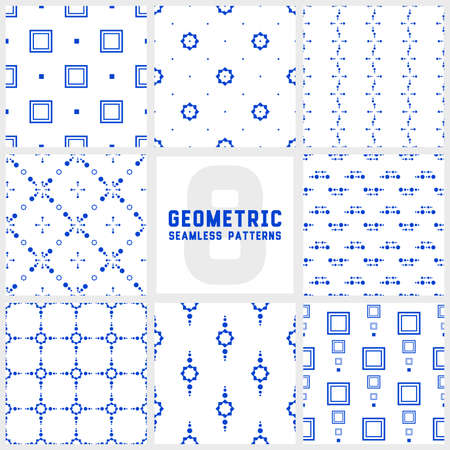 Set of seamless patterns with various geometric ornaments. Vector illustrationのイラスト素材