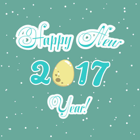 Greeting card with words Happy New 2017 Year on snowy background. Vector illustrationのイラスト素材