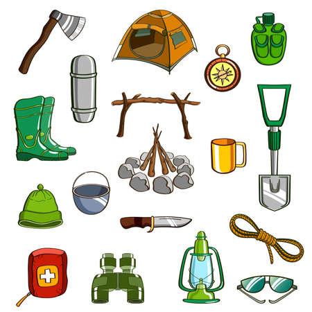 Camping Equipment Setのイラスト素材