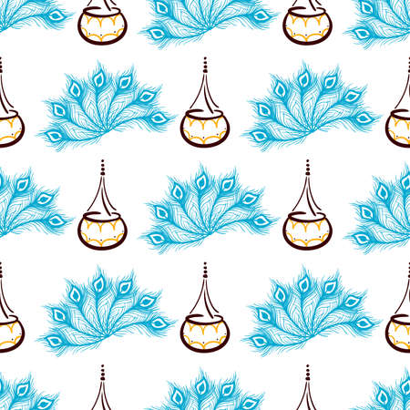 Seamless Pattern Janmashtami Festivalのイラスト素材