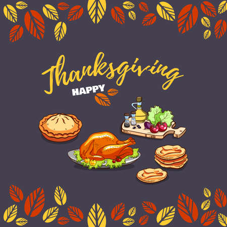 Happy Thanksgiving Greeting Cardのイラスト素材