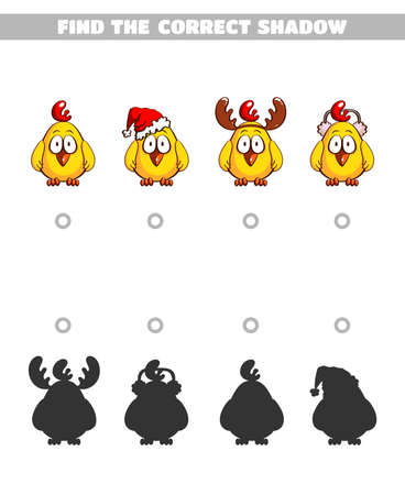 Find The Shadows of the Chickens game concept Vector illustration.のイラスト素材
