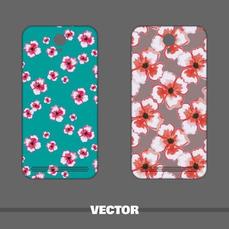 Phone Cover Watercolor Flowers Vector illustration.のイラスト素材