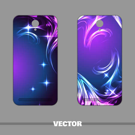Set of bright covers for mobile phone with magic pattern. Vector illustrationのイラスト素材