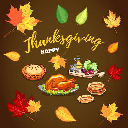 Happy Thanksgiving Greeting Cardのイラスト素材